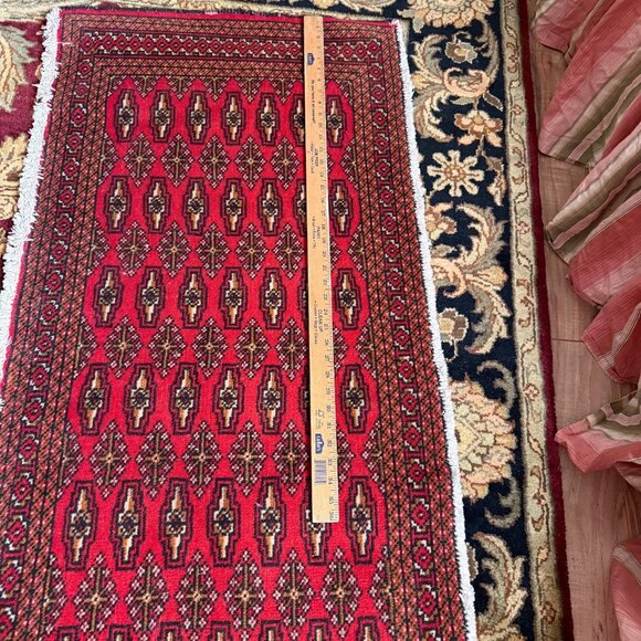 VTG Hand-Knotted All Wool Turkman-Style Oriental Sm Runner Rug Rustic Farmhouse - Picture 3 of 11